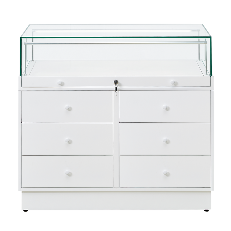 Load image into Gallery viewer, Glass Display Case with Drawers