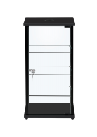 Load image into Gallery viewer, countertop aluminium and glass showcase with single light in black - front view