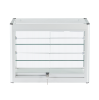 Load image into Gallery viewer, large countertop glass and aluminium showcase in silver