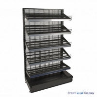 a contemporary wire shelving unit for the display of food, bakery or grocery products