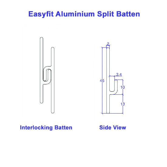 Load image into Gallery viewer, easyfit aluminium split batten technical specification