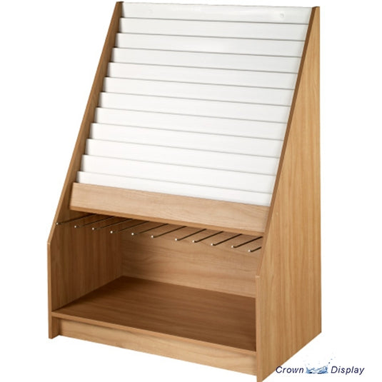 de-luxe card and gift wrap unit for retail sales available in a range of widths and finishes