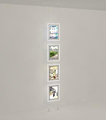 Load image into Gallery viewer, Portrait LED Light Window Pocket Display Kit Quad A4 (6200315)