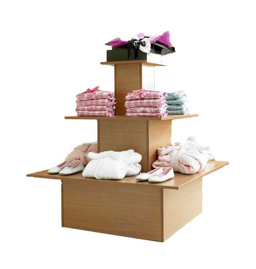 a square 3 tier retail display unit