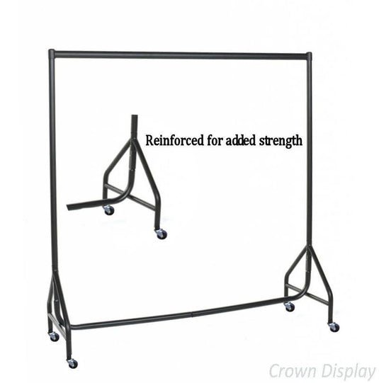 super robust garment hanging rail, reinforced for added strength