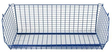 blue plastic coated wire storage basket for retai l and shop display