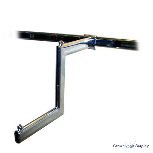 A chrome step arm for an oval bar for use with twin slot shelving systems