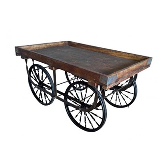 Load image into Gallery viewer, Wooden cart with large wheels on a white background
