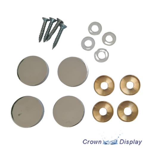 25mm screw head covers in a chrome finish complete with fixings