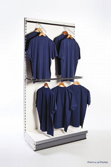 1000mm wide garment bay for display clothing and accessories in a retail environment