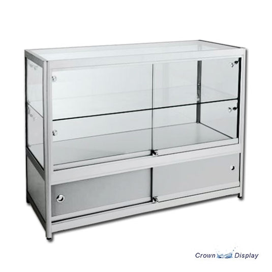 aluminium deluxe showcase with lighting available in four sizes