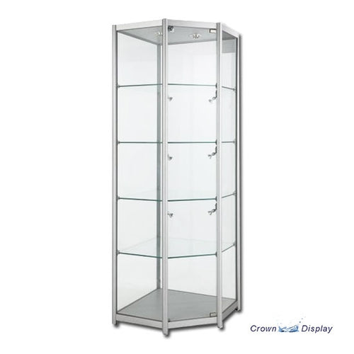 aluminium and glass showcase tower with lighting available in four sizes
