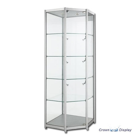 aluminium and glass showcase tower with lighting available in four sizes
