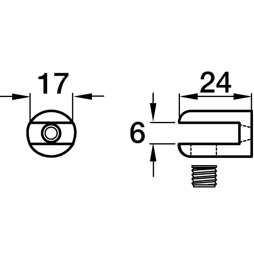 measurements for wall - ceiling sign holder in chrome for panels from 2mm to 6mm thick