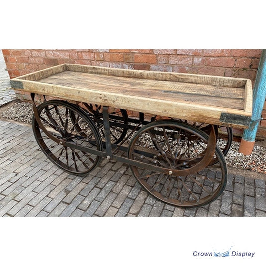 vintage style wooden street vending and sales cart