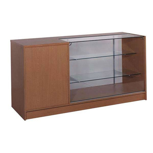 handmade combination sales counter with reinforced glass, available in various depths, widths and finishes