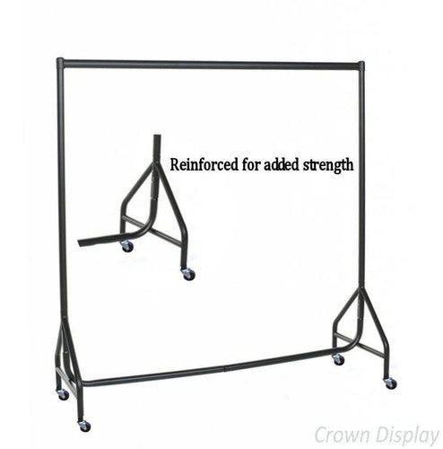 super robust garment hanging rail, reinforced for added strength