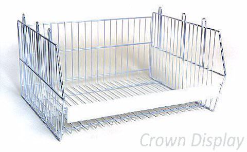 medium chrome stacking basket for use in retail display