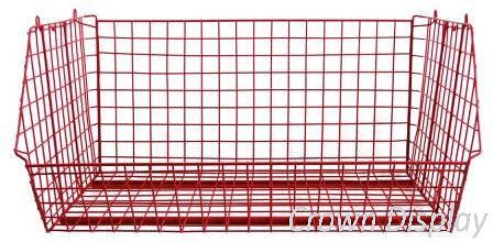 red metal storage basket for retail display